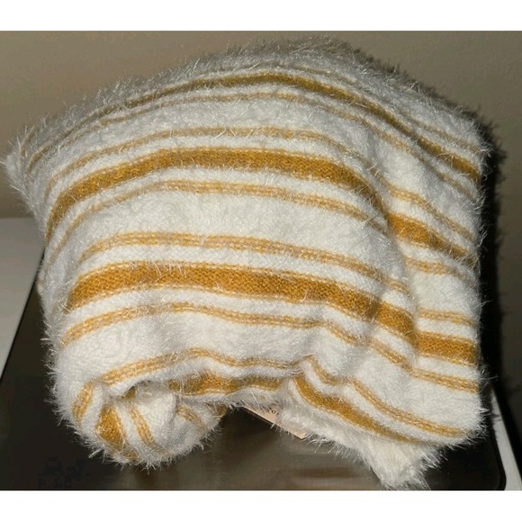 NYDJ Striped Sweater Large Honeycomb White Gold Yarn Soft Knit Boatneck NWT - Picture 5 of 5